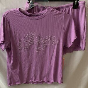 JUICY COUTURE Ribbed Knit Studded Pajamas Short SET in Orchid Ice Sz MEDIUM